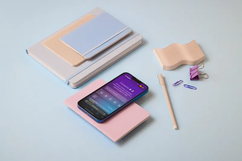 Celular con libros de marketing