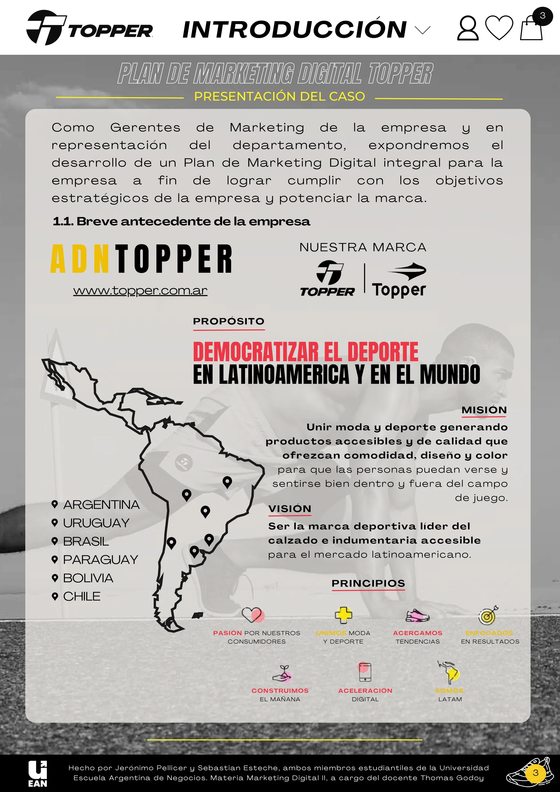 Presentación del caso: misión, visión y principios de Topper